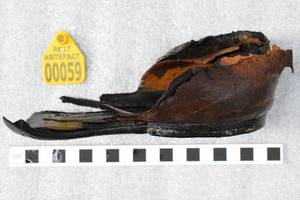 Hiel van een schoen die is aangetroffen tijdens de expeditie. Bron: RCE.